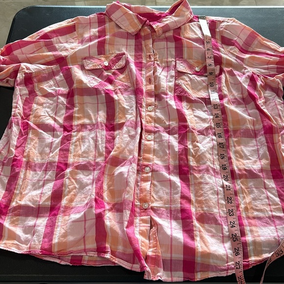 Croft & Barrow Pink With Orange Plaid Shirt. Size 3X (118) - Picture 12 of 14